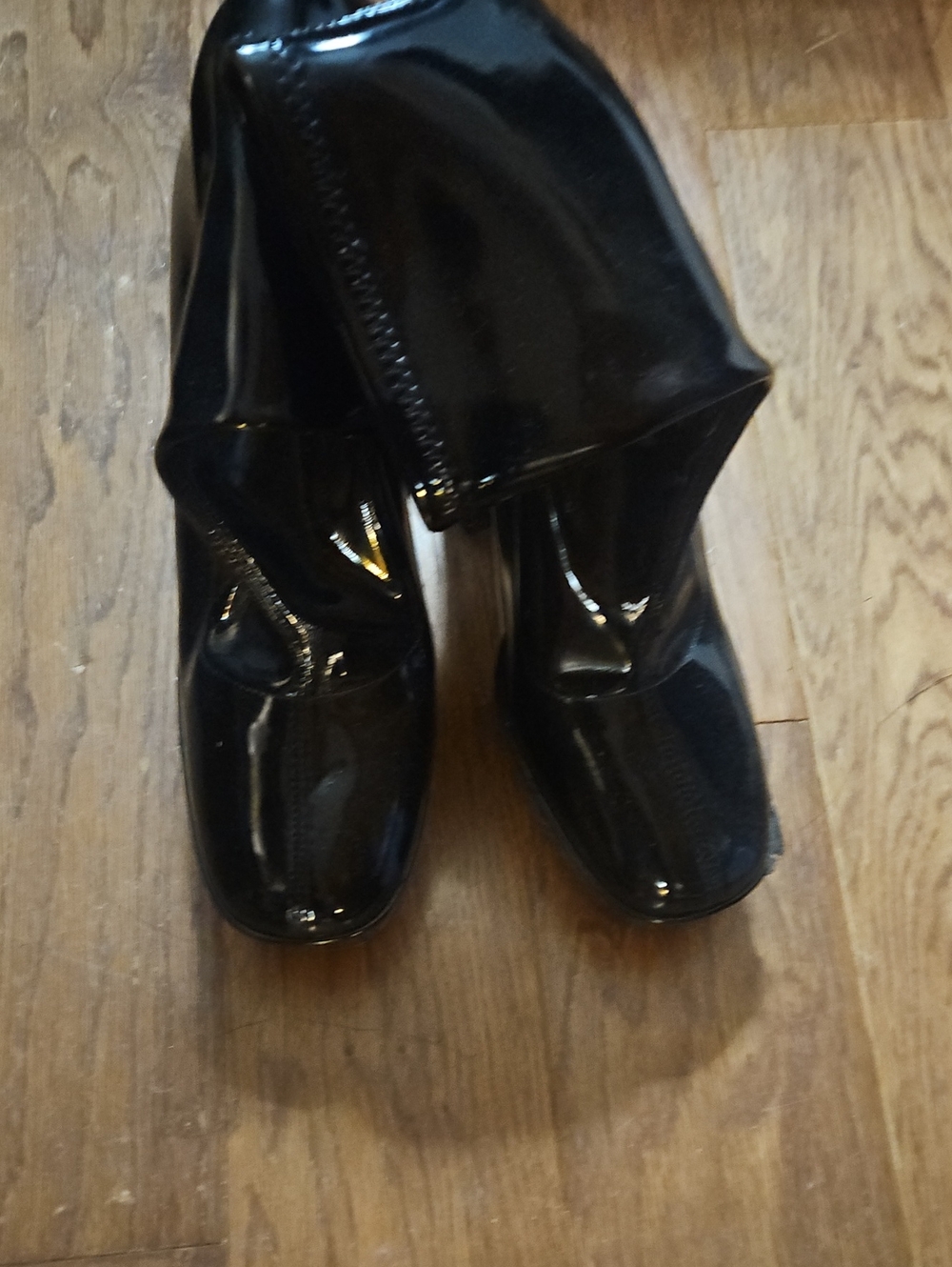 Stuart Weitzman Black Patent Block Platform Heel Boots